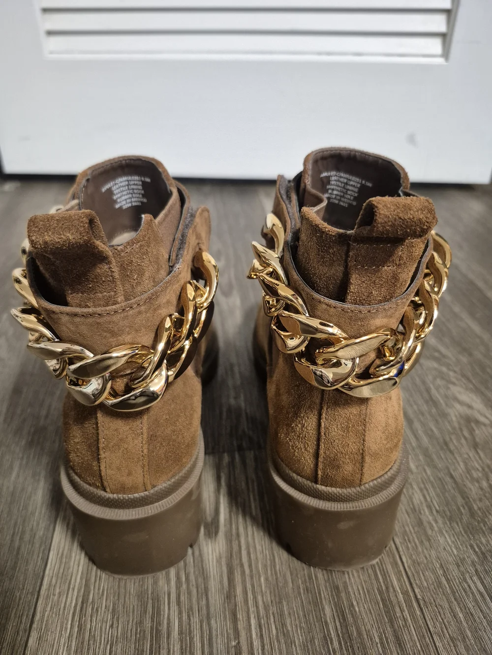 Steve Madden Amulet Brown Suede Removable Gold Chain Boots 9.5